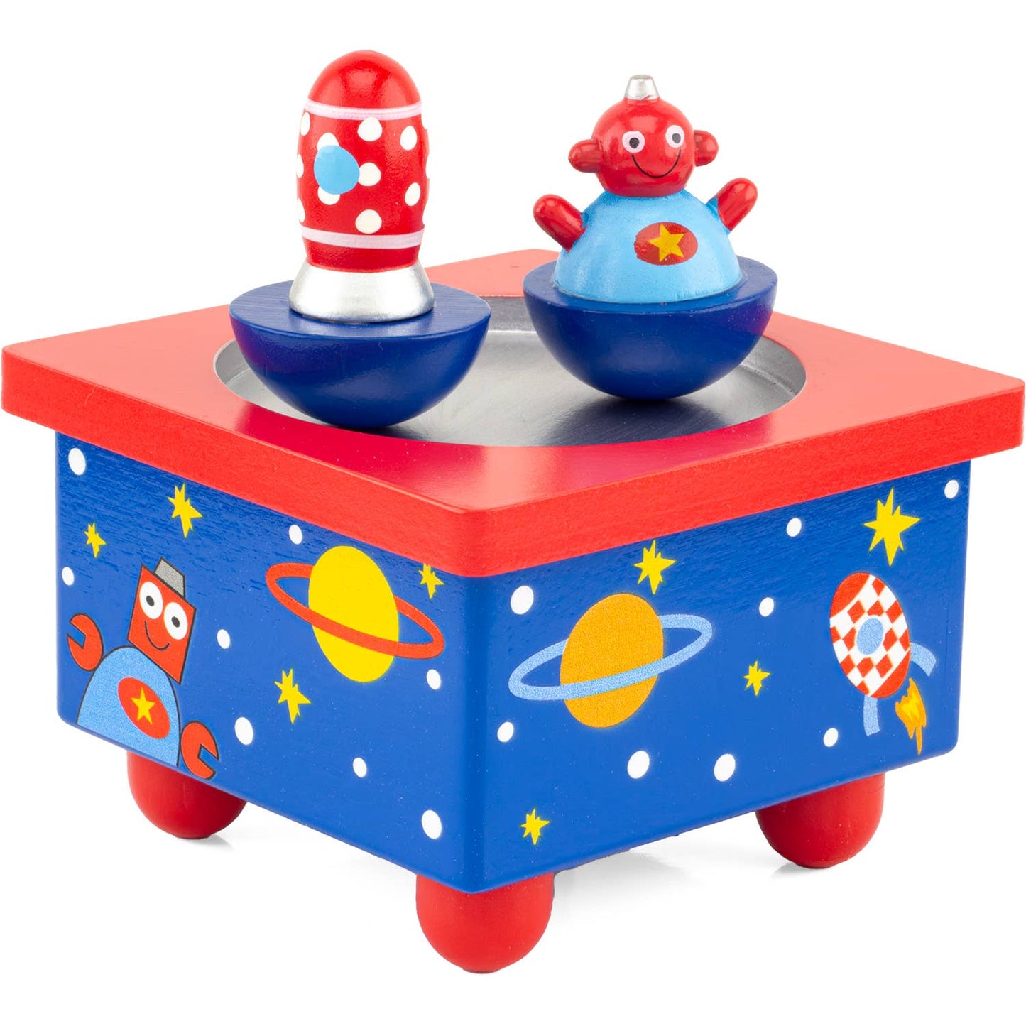 Toy with two characters on a colorful space-themed base