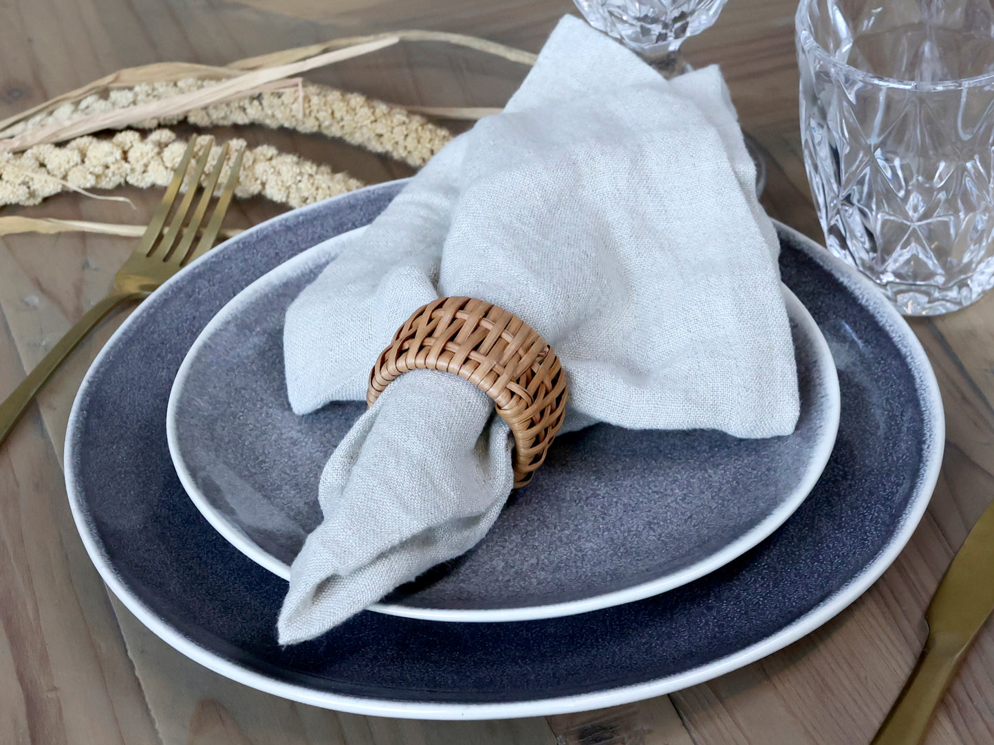 Napkin Ring Set of 4 - Rattan
