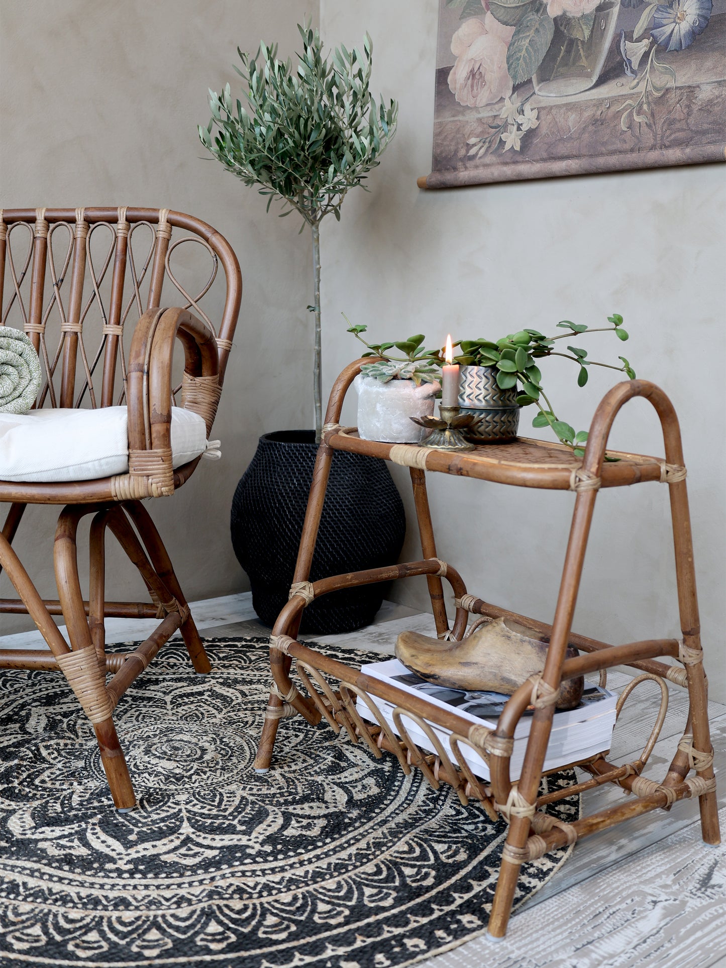 Rattan Table with Shelf - Generosa Home & Living