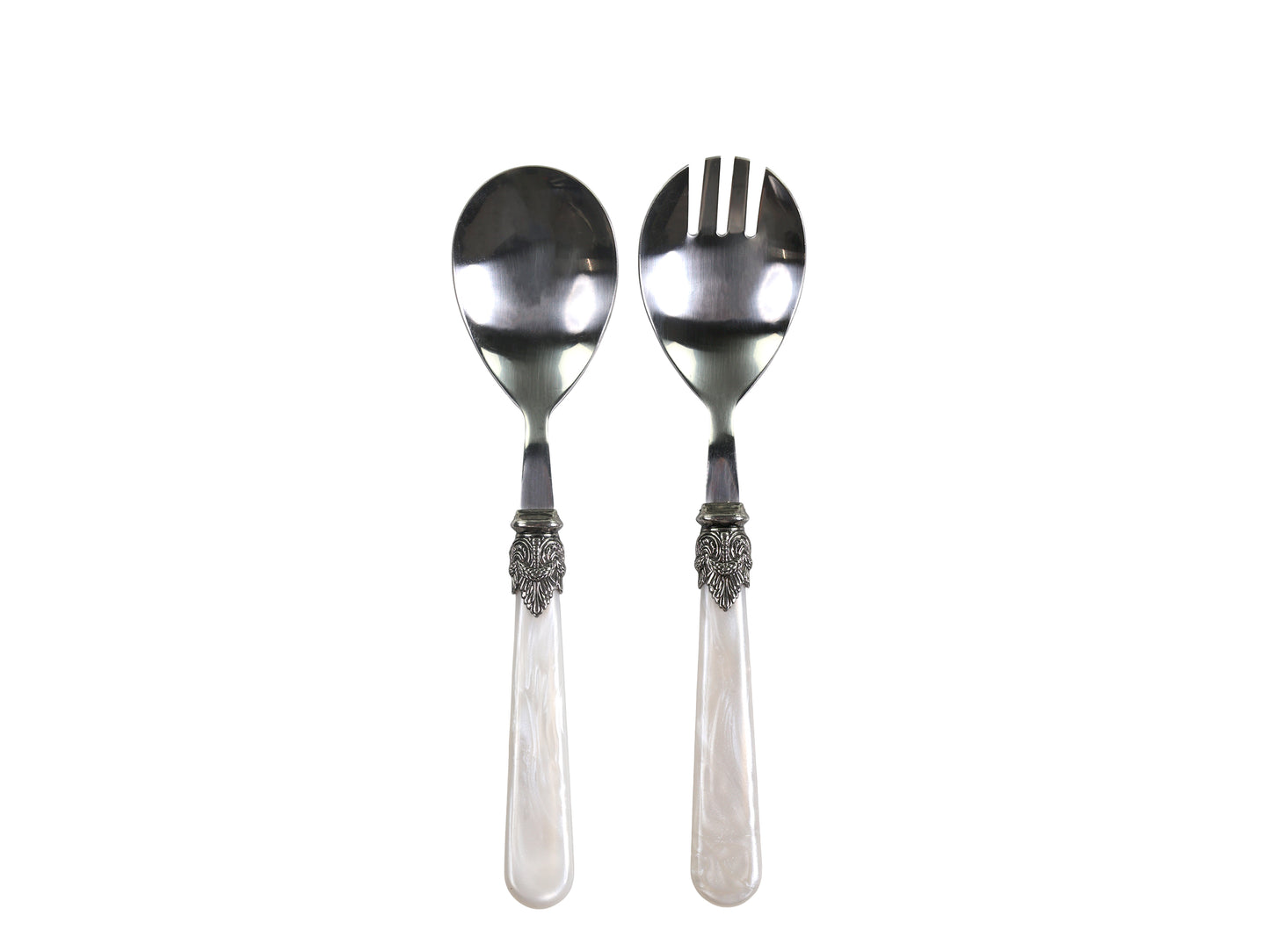 This Salad Server Set of 2 is made with mother of pearl and stainless steel construction, giving it an elegant, chic vintage look. Crafted to last, these servers are easy to wash by hand and will withstand the test of time.