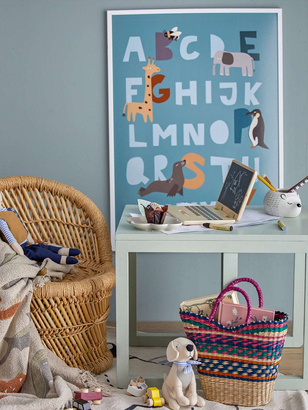 Alphabet Poster with White Pine Frame - Generosa Home & Living - -