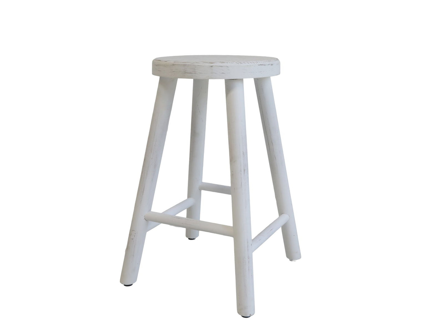Antique White Wooden Stool (only 1 left!) - Generosa Home & Living - -