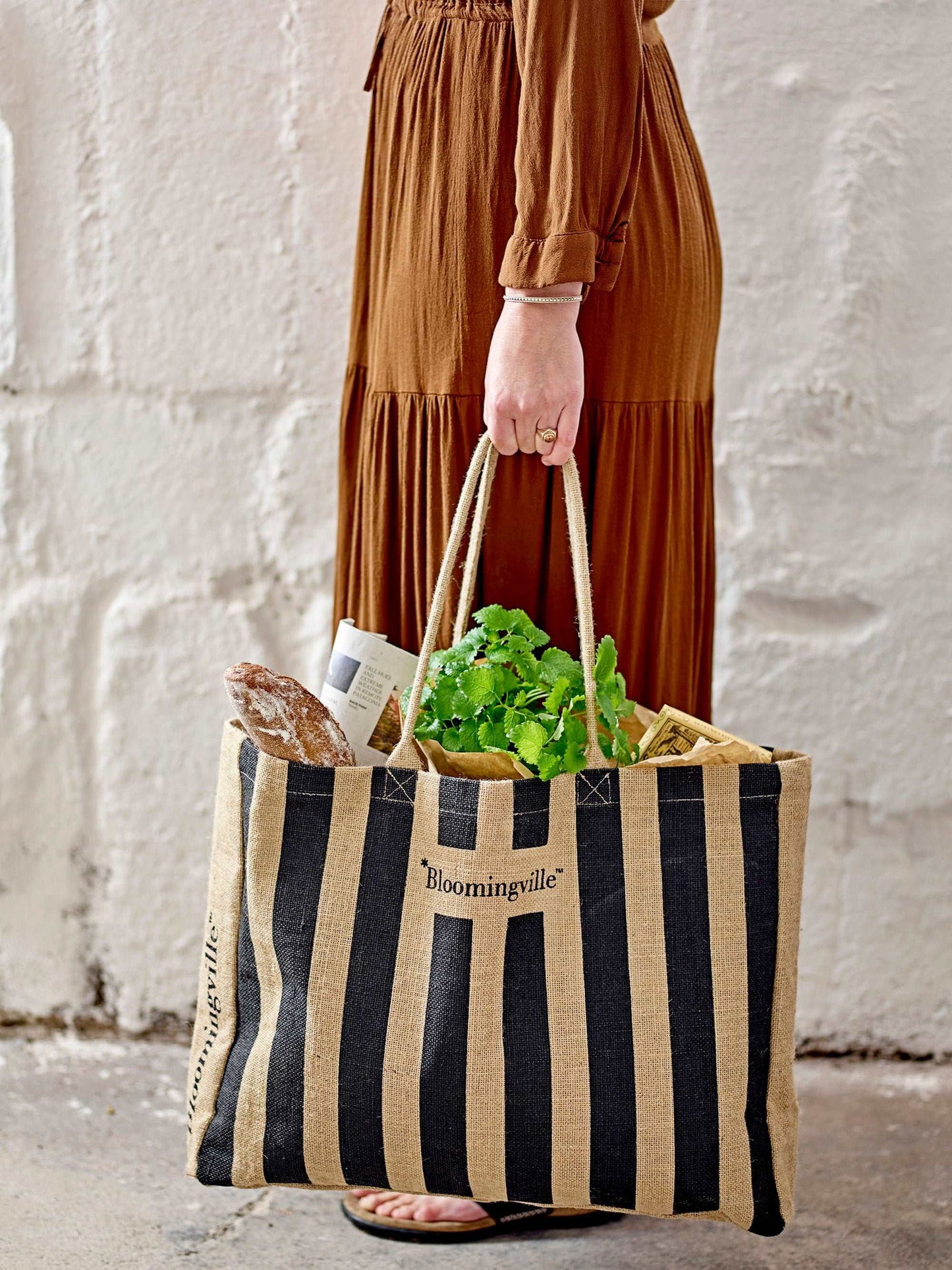 Bergamo Jute Shopping Bag- Black - Generosa Home & Living - -