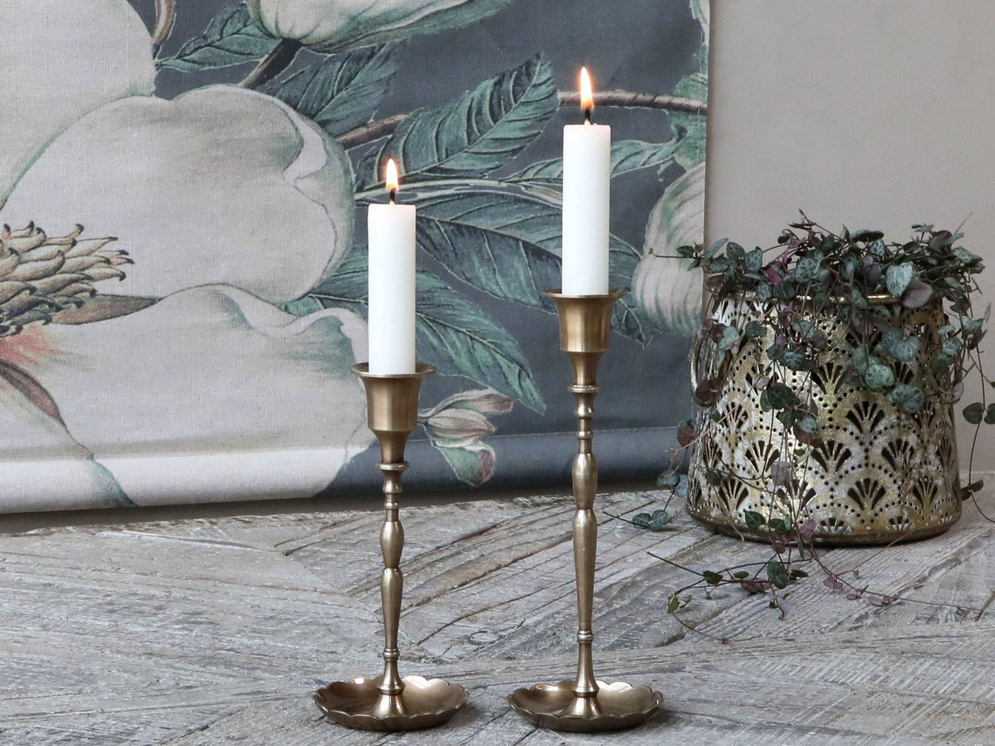 Brass Candlestick with cup 19.5cm - Generosa Home & Living - -