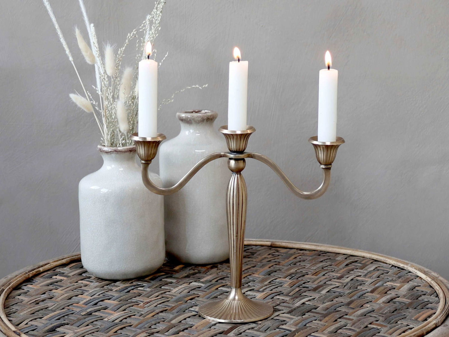 Brass Three Armed Candelabra - Generosa Home & Living - -