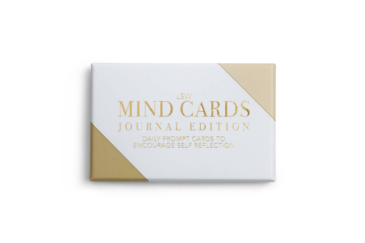 Pack of Mind Cards with gold and white design on a white background