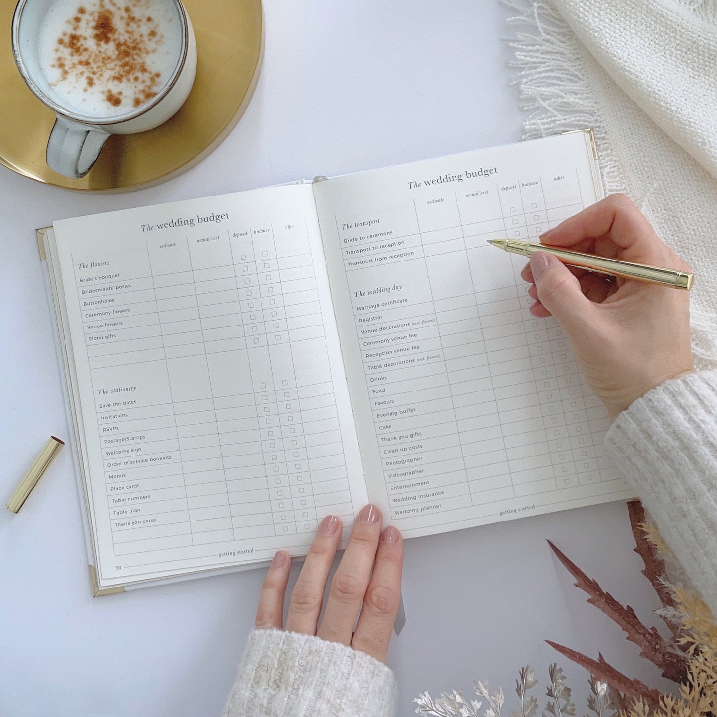 Luxury Eucalyptus Wedding Planner with Gilded Edges - Generosa Home & Living