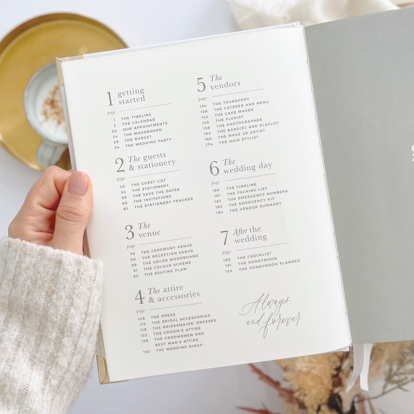Luxury Eucalyptus Wedding Planner with Gilded Edges - Generosa Home & Living