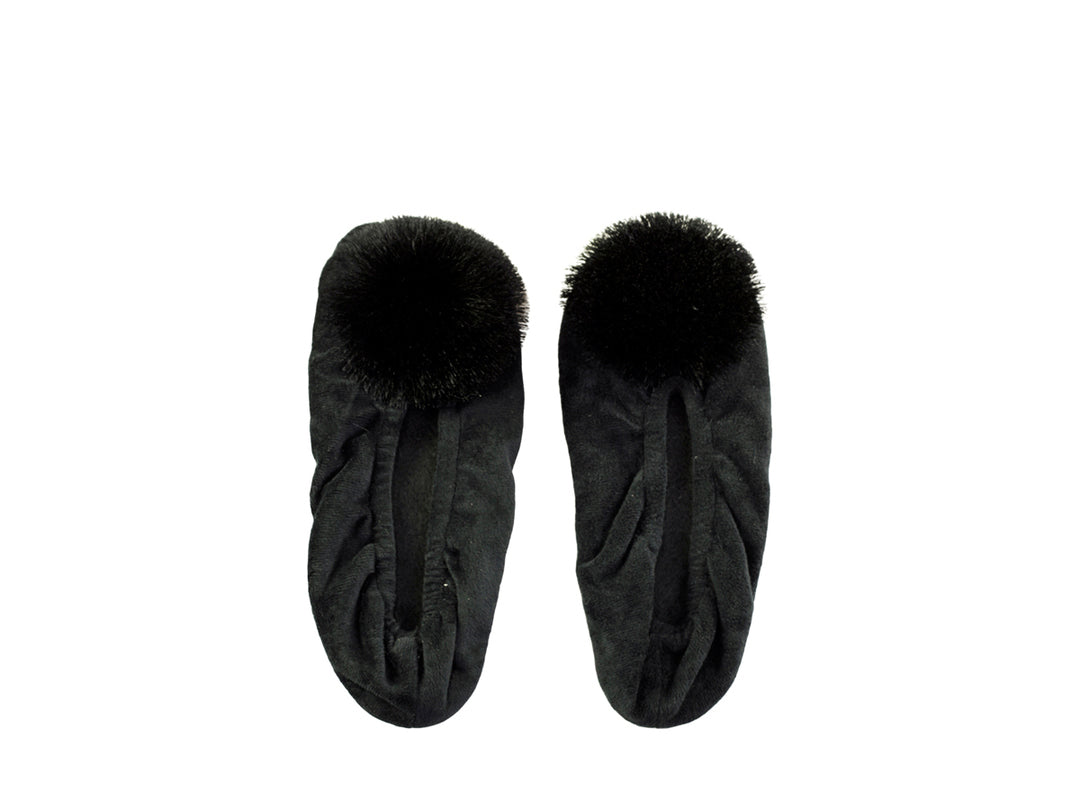 Slippers with Pompom- Black - Generosa Home & Living