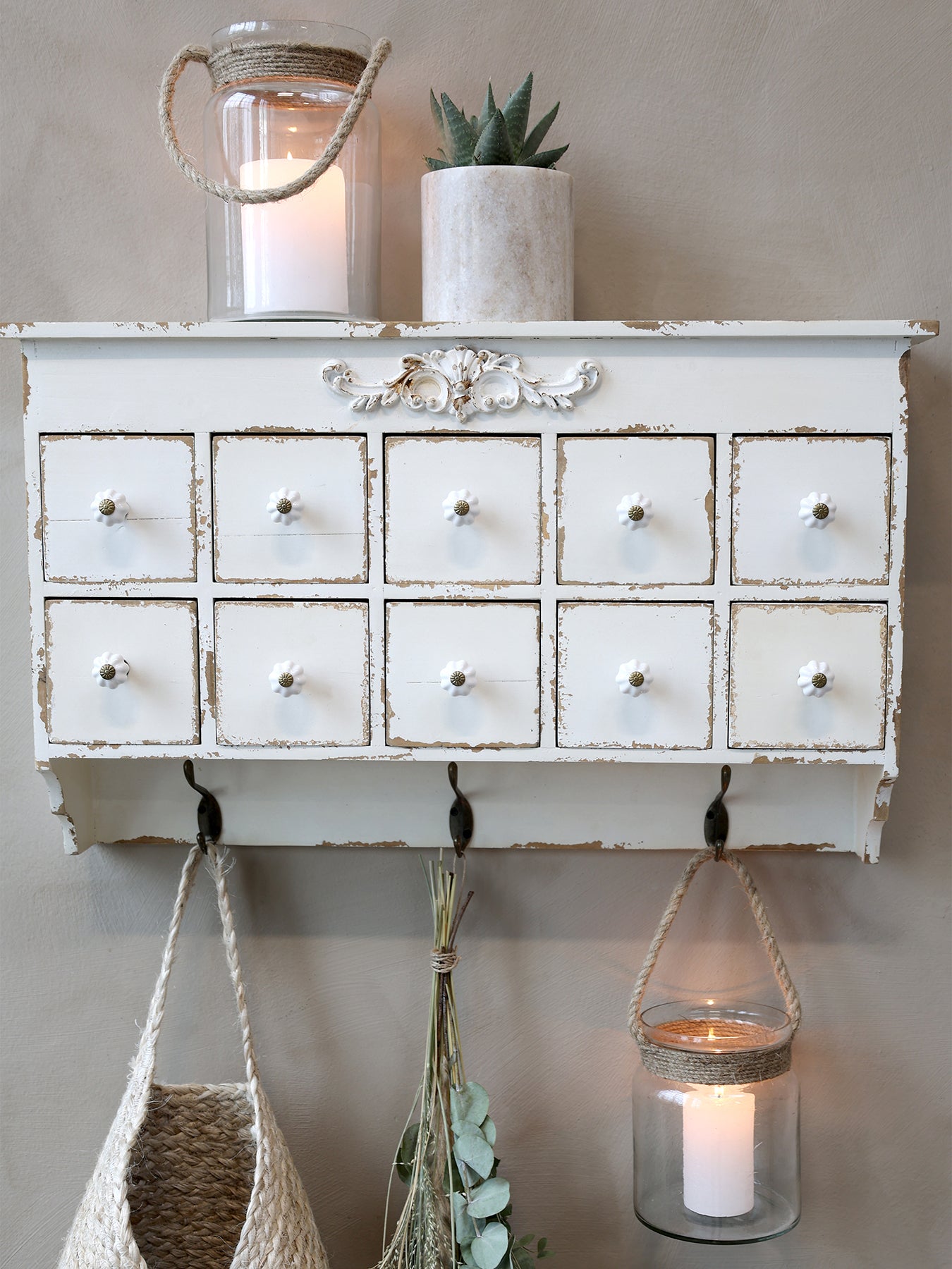 Old Sorting Shelf with Drawer & Hooks (only 1 left!)