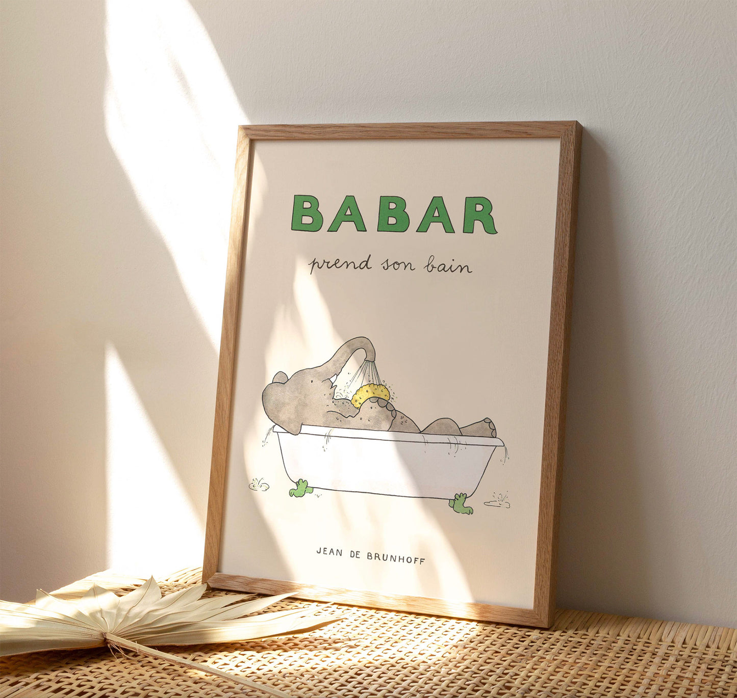 Babar takes his bath-"Prend Son Bain" 30x40cm print Generosa Home