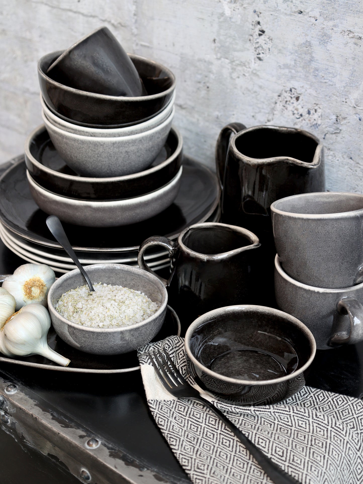 Set of 4 Calais Mug with Handle- Grey - Generosa Home & Living
