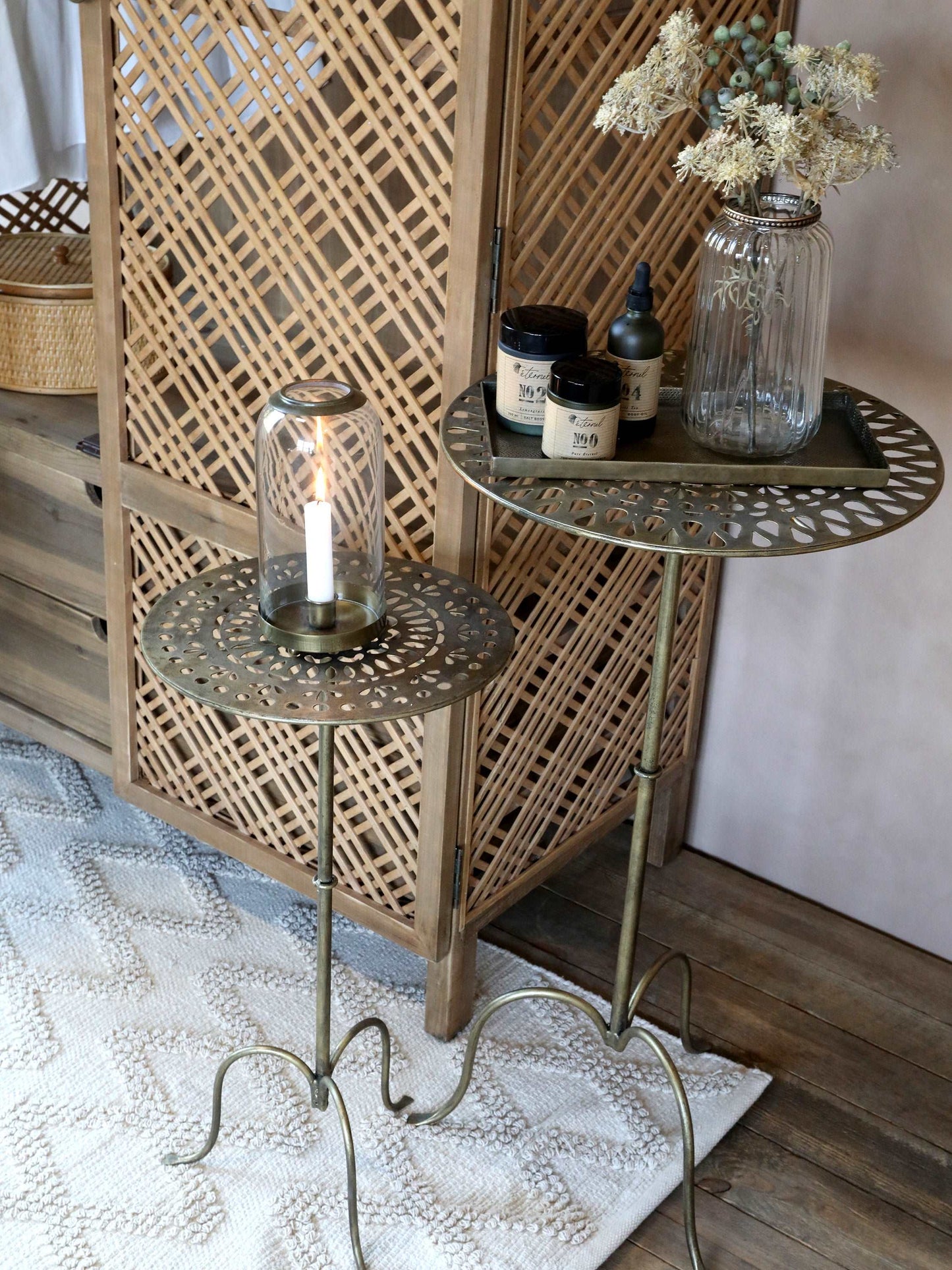 Glass Bell Candlestick Holder with brass base H22cm freeshipping - Generosa