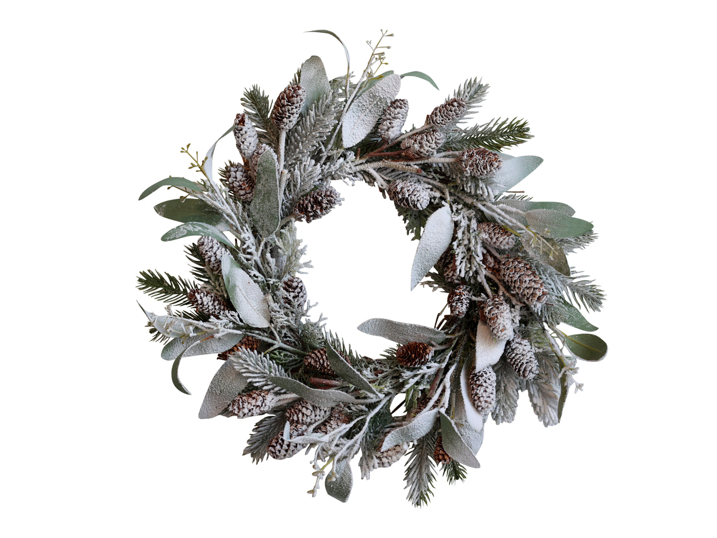 Fleur Fir Wreath with Cones,Snow & Leaves freeshipping - Generosa