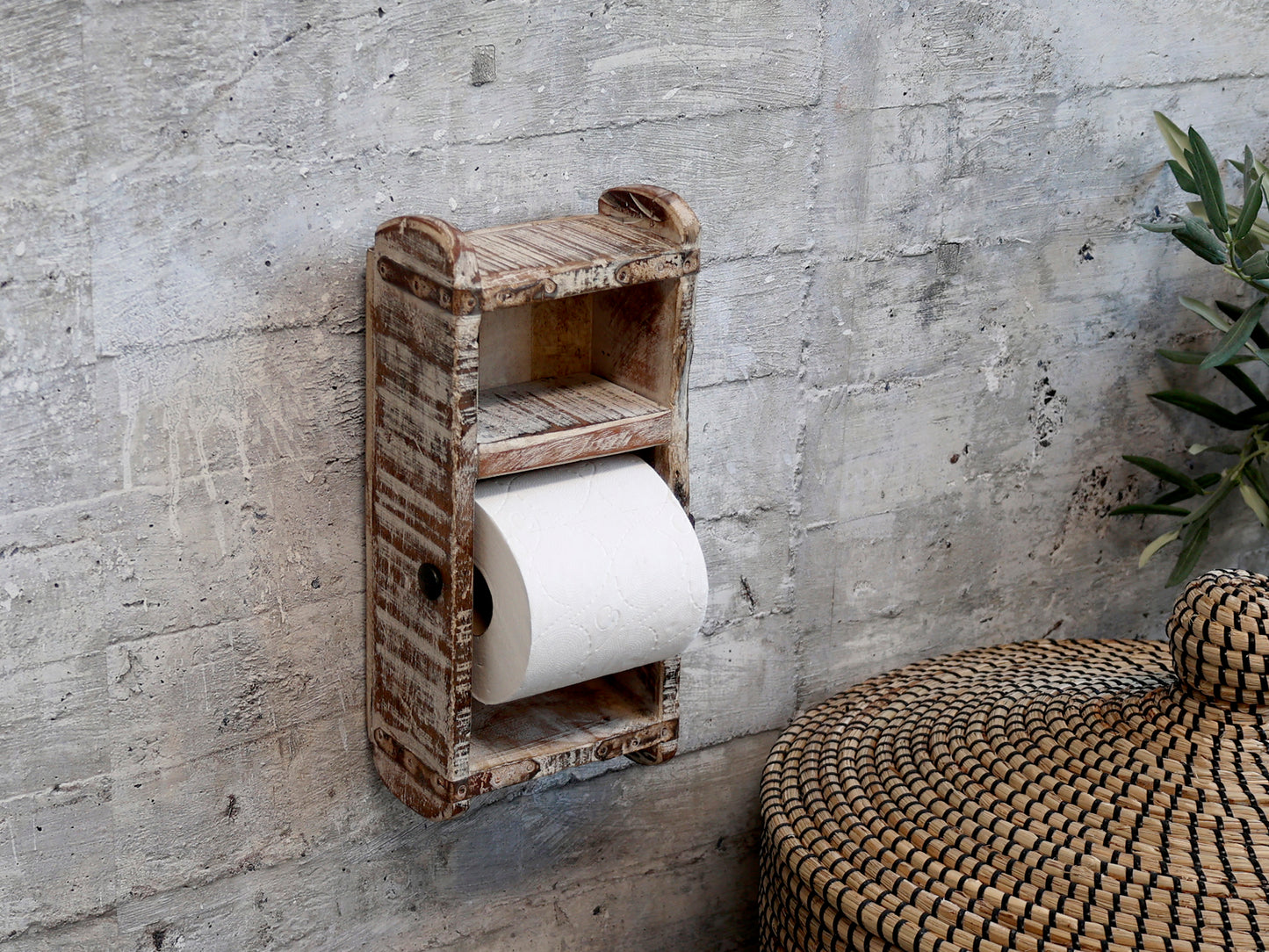 White Old Brick Mould- Toilet Roll Holder - Generosa Home & Living