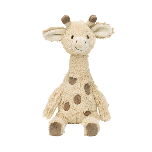 Plush giraffe toy on a white background