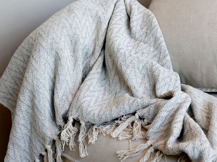 Patterned Throw- French Grey
