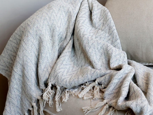 Patterned Throw- French Grey