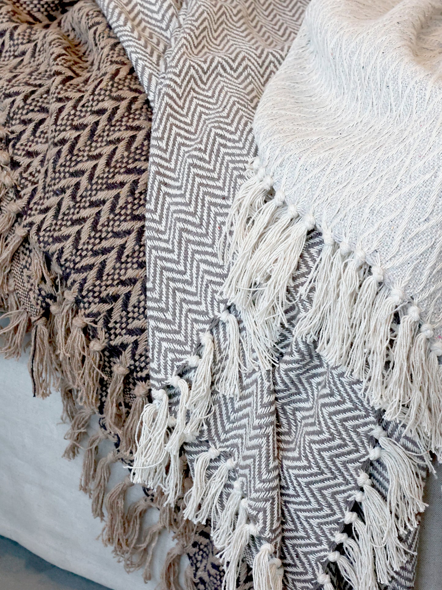 Patterned Throw- French Grey