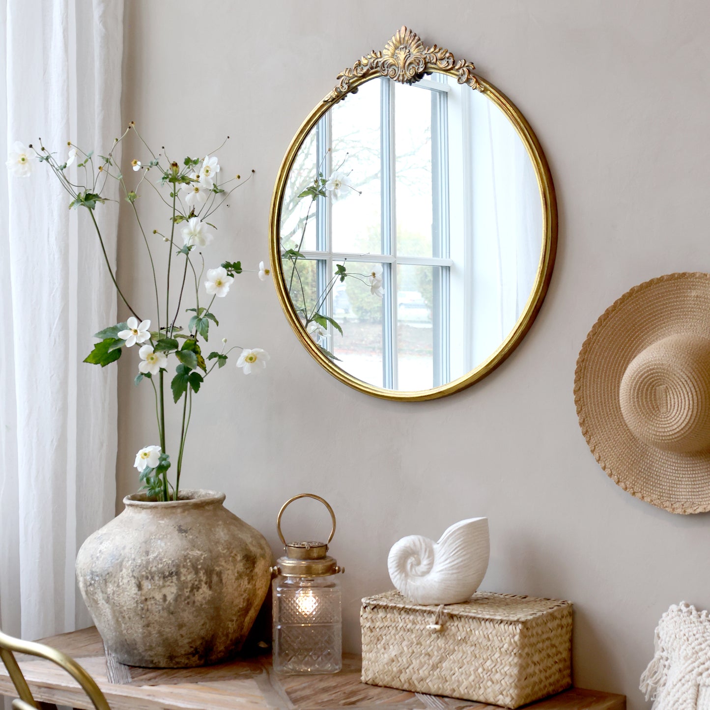 Mirror with decor edge H66cm