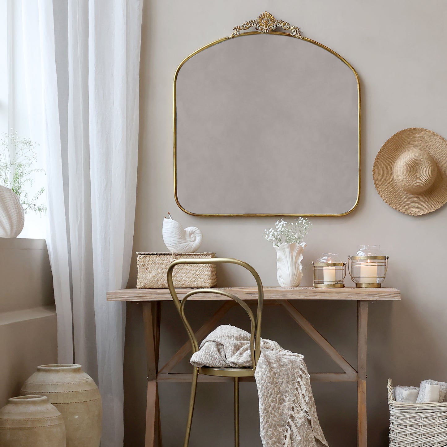 Mirror with decor edge H90cm