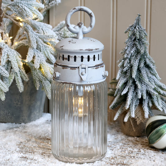 French Stable Lantern- Antique White H30/D11 - Generosa Home & Living