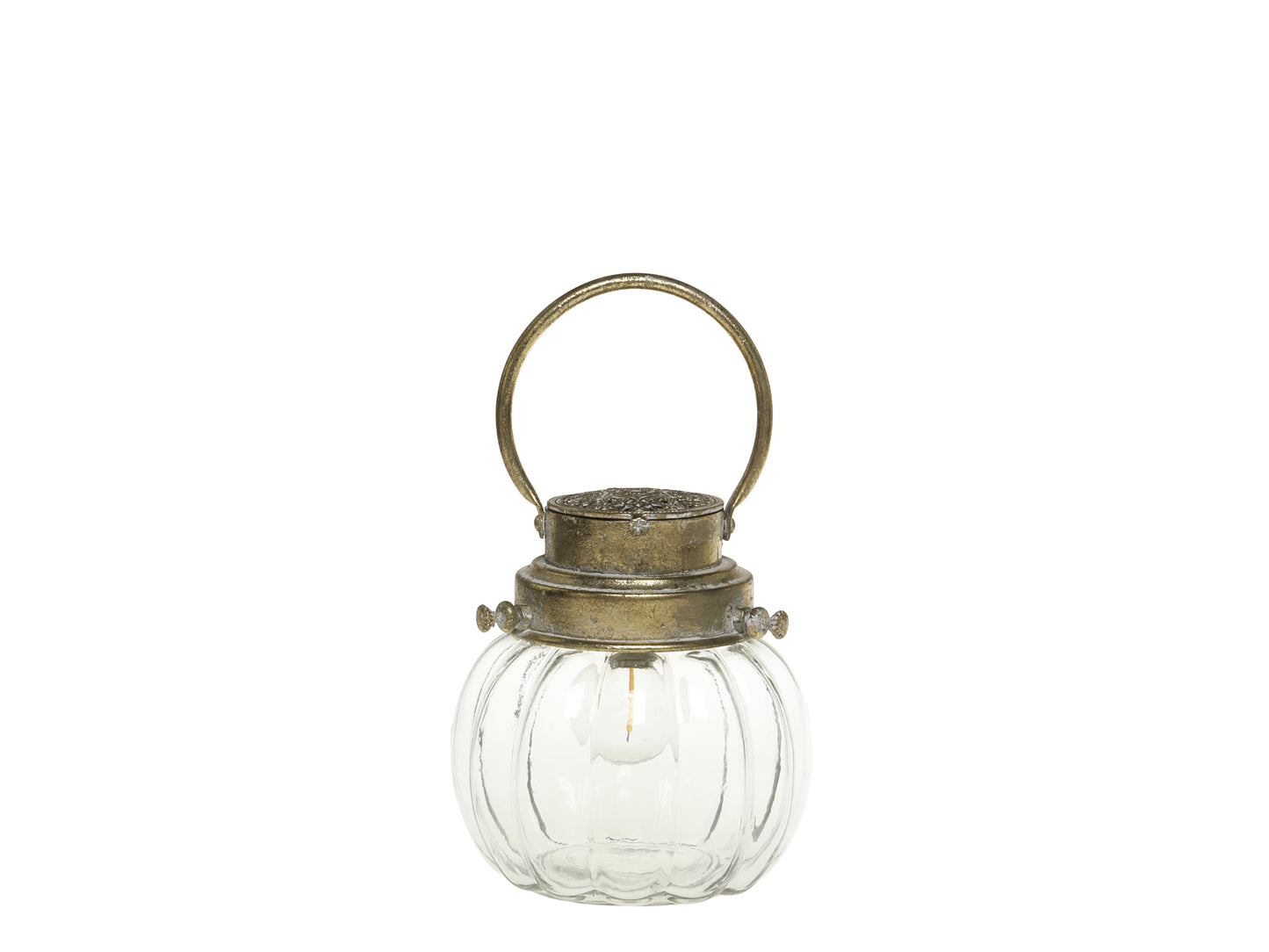 French stable Lantern -Antique Brass Finish H25.5cm