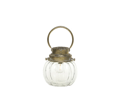 French stable Lantern -Antique Brass Finish H25.5cm