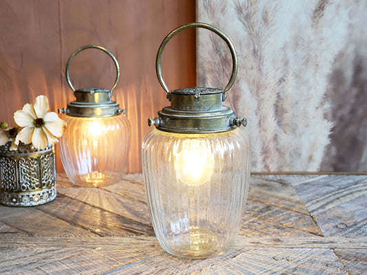 French stable Lantern -Antique Brass Finish H32cm
