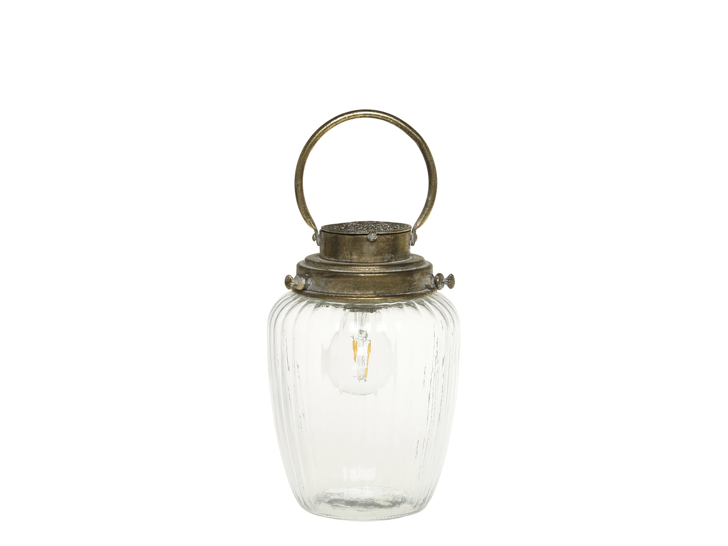 French stable Lantern -Antique Brass Finish H32cm