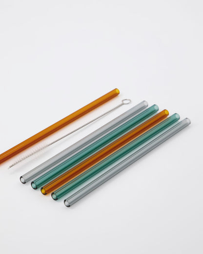 Glass Straws including Cleaner /multi coloured