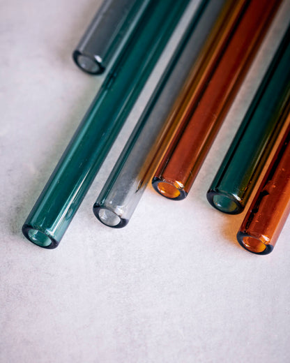 Glass Straws including Cleaner /multi coloured