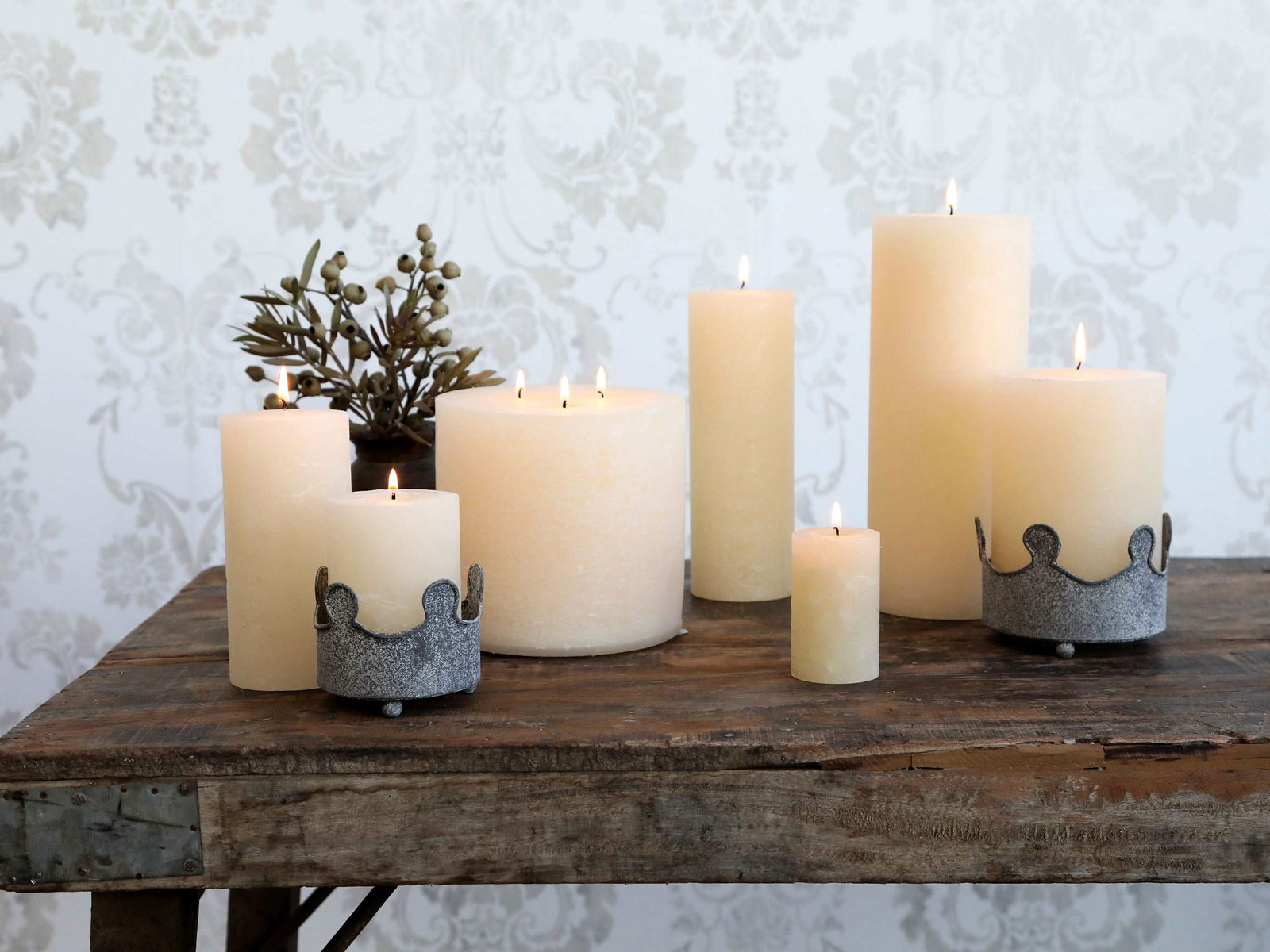 2x Macon Rustic Pillar Candle- H8cm - Generosa Home & Living -  - 