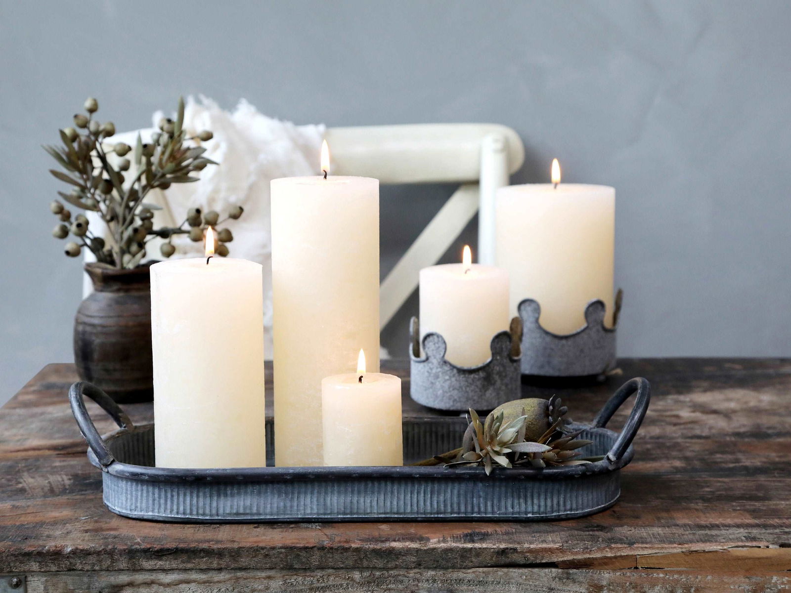 2x Macon Rustic Pillar Candle- H8cm - Generosa Home & Living -  - 