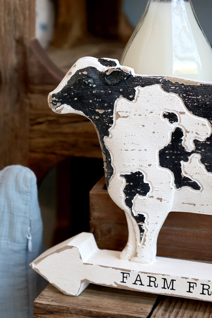 Cow with text
