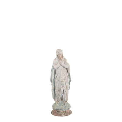 Statue of a draped figure on a white background