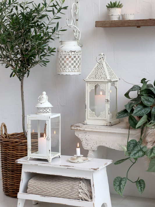 White Wooden Bench with Shelf