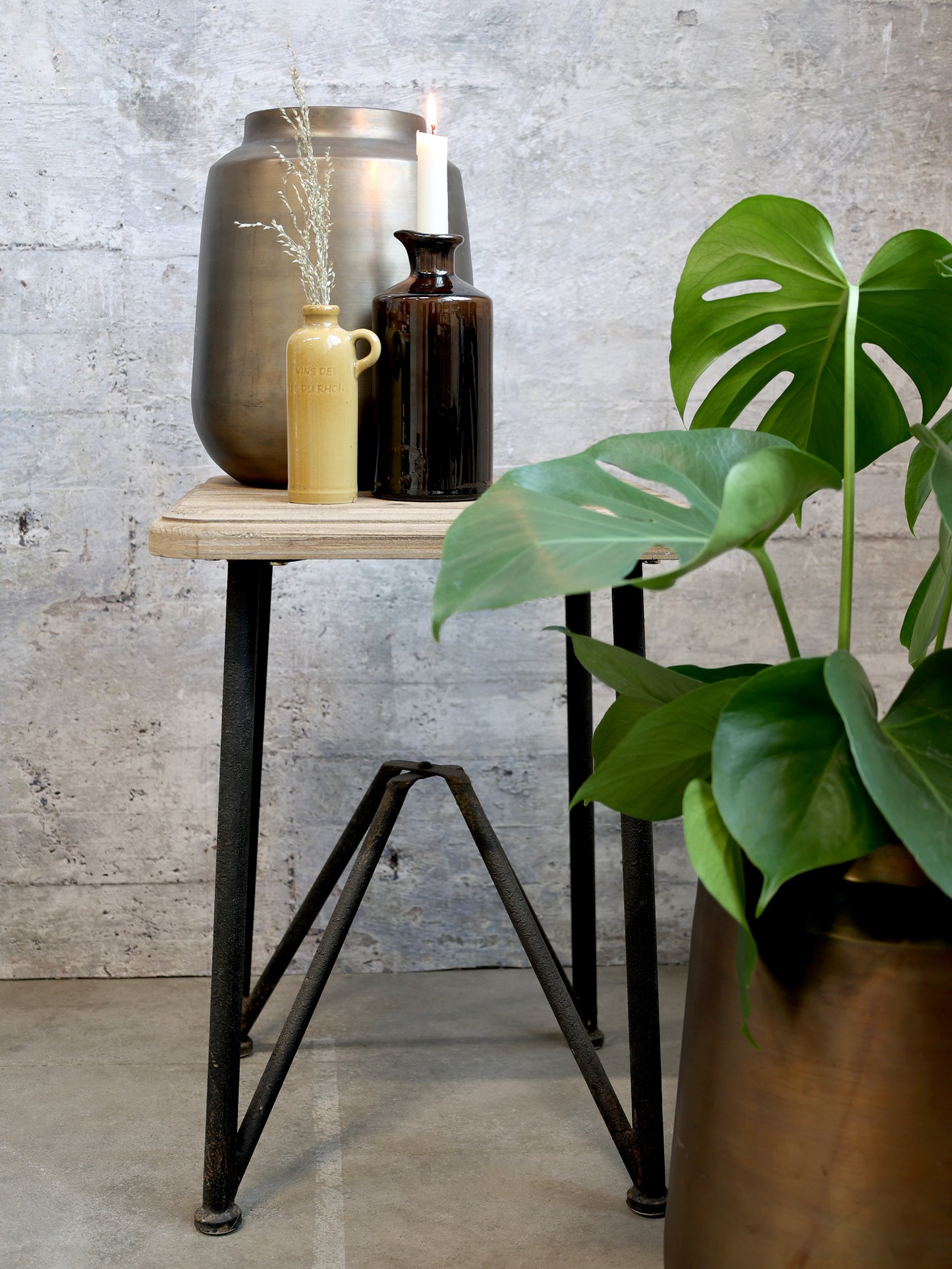 Side Table with Wooden Tabletop