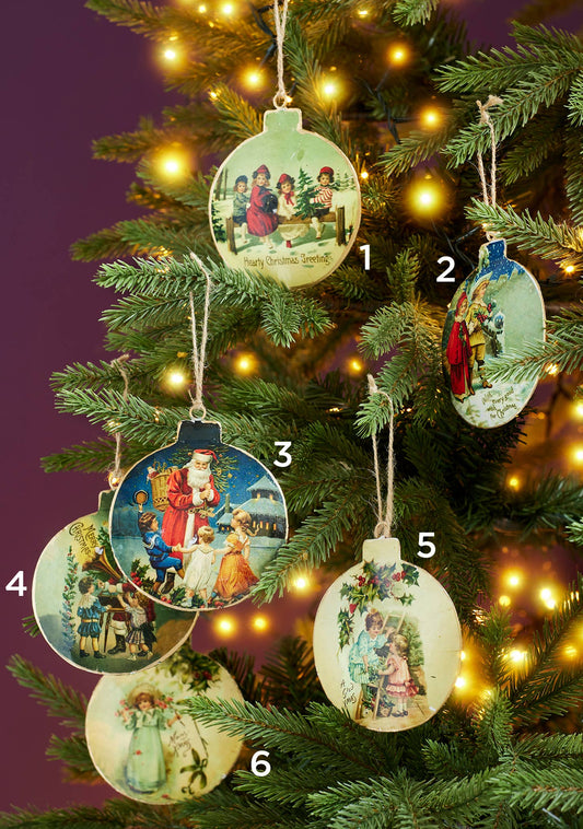 Vintage Tin Bauble Christmas Decoration