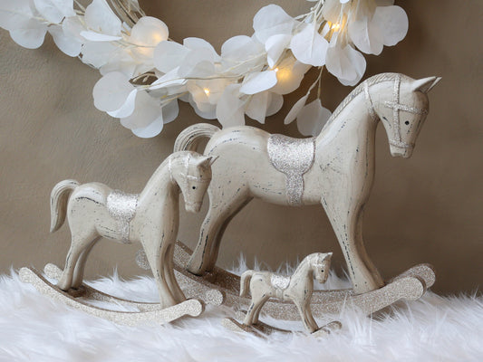 Rocking Horse with Glitter H23cm