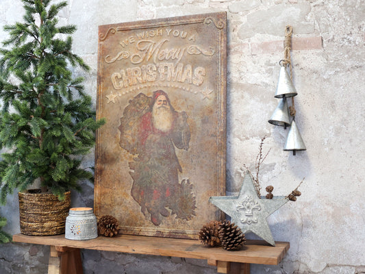 Vintage Sign with Santa - Generosa Home & Living