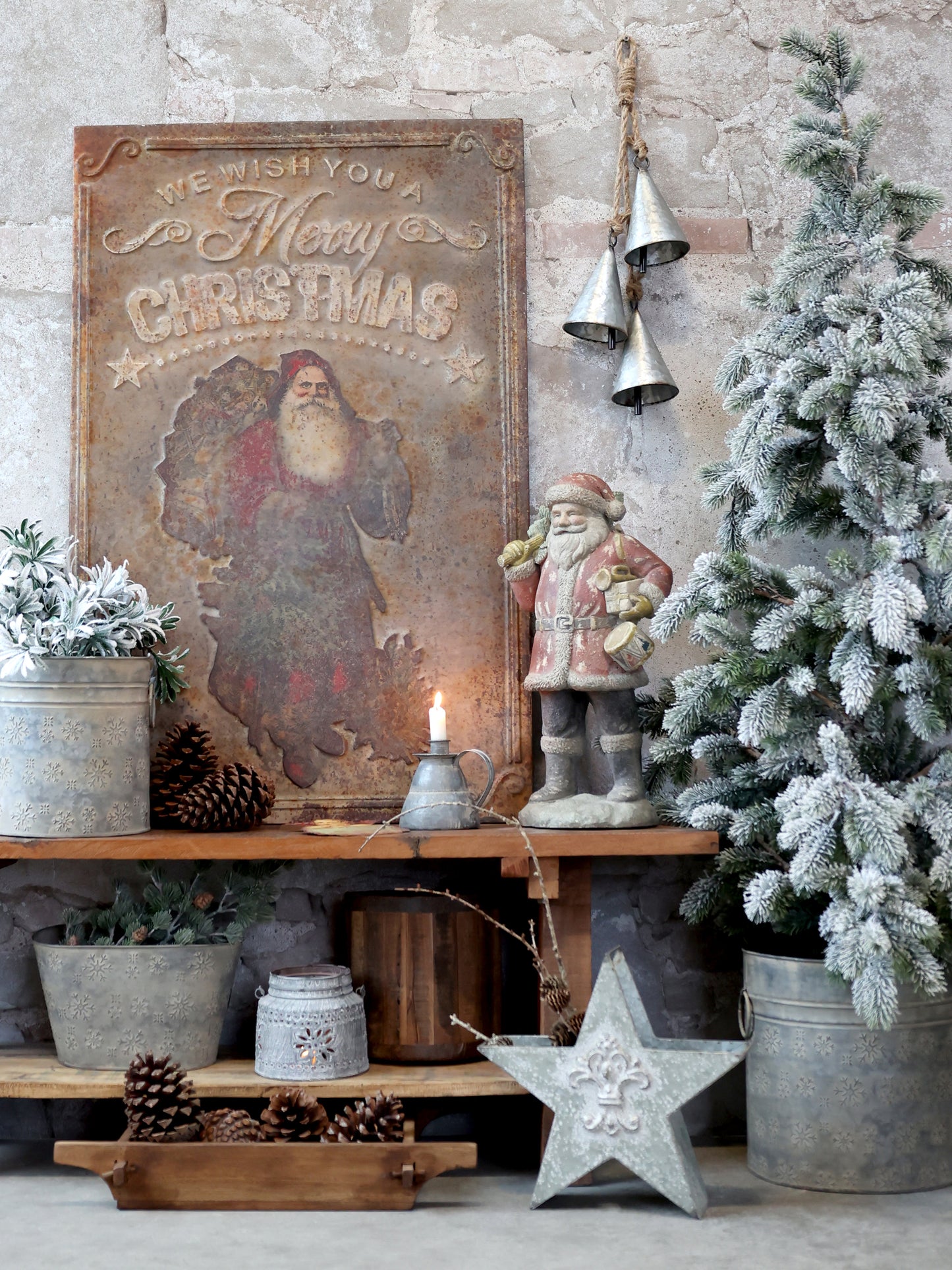 Vintage Sign with Santa - Generosa Home & Living