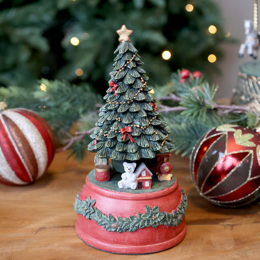 Noël Music Box Christmas Tree H18.5cm Cherry