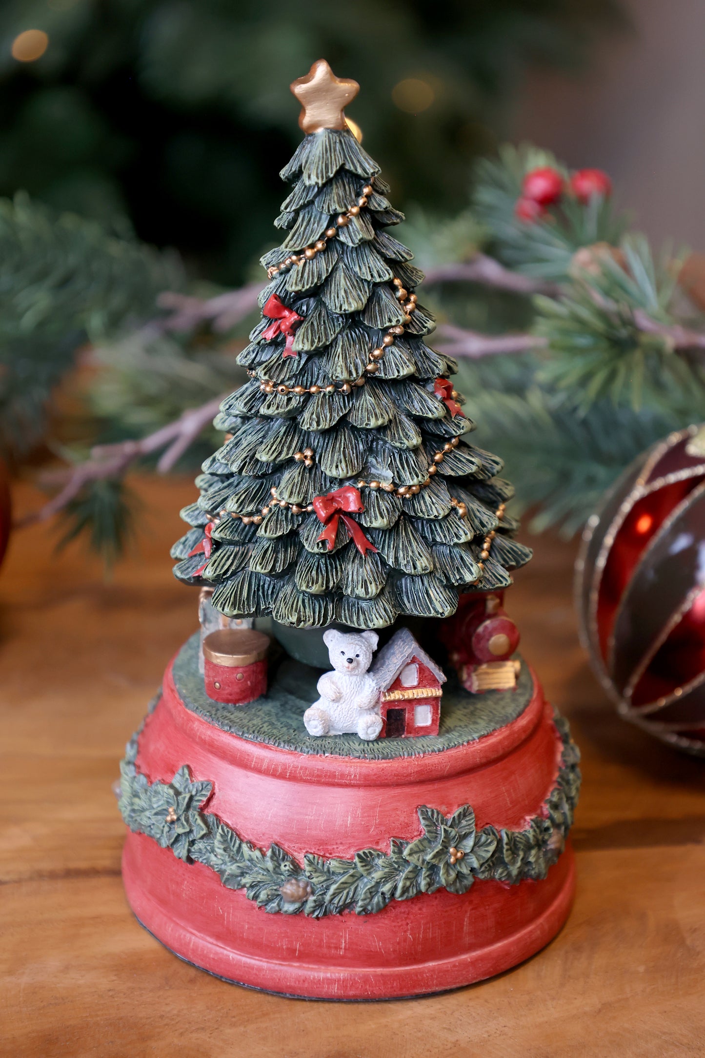 Noël Music Box Christmas Tree H18.5cm Cherry