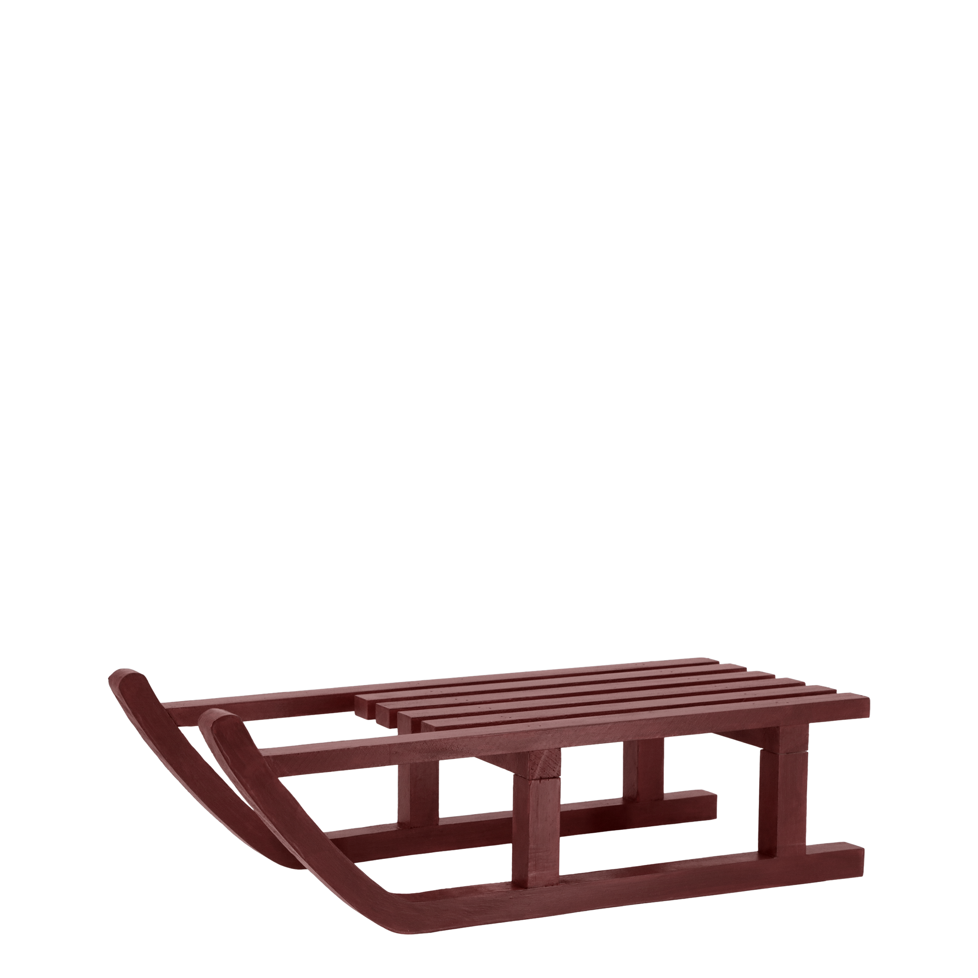 Brown wooden sled on a white background