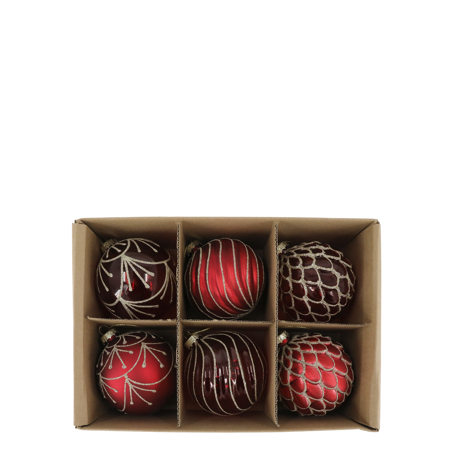 Christmas baubles set of 6 are beautiful hand painted glass baubles with polyester ribbon for hanging