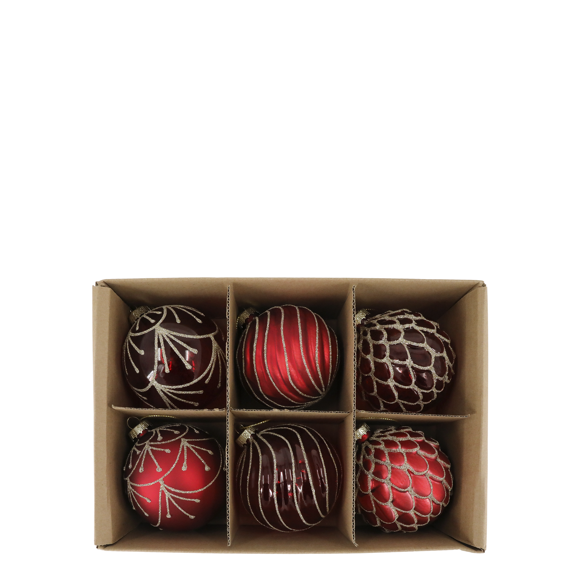 Christmas baubles set of 6 are beautiful hand painted glass baubles with polyester ribbon for hanging