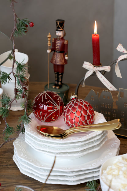 2 Glass handprinted  Christmas baubles. Generosa Home