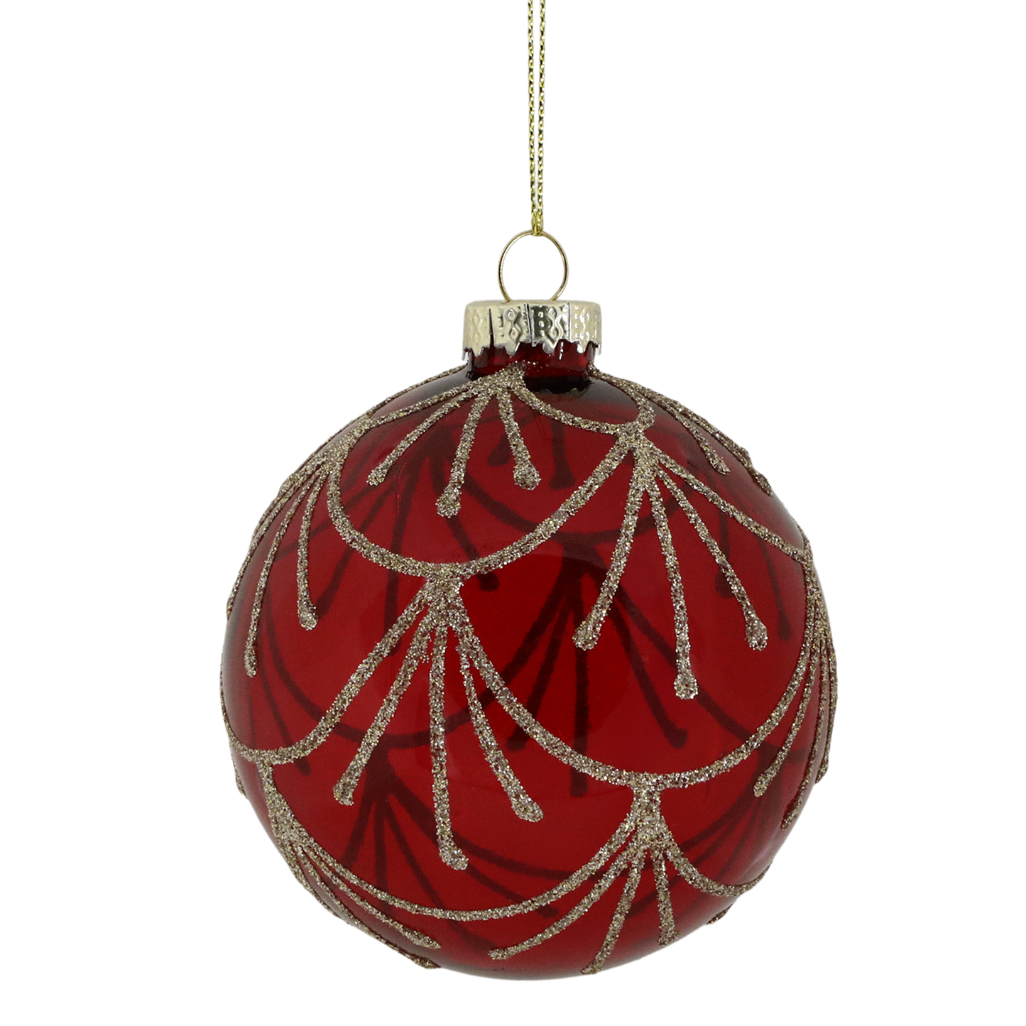Hand Painted Red glass Christmas bauble. Generosa Home