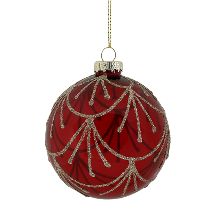 Hand Painted Red glass Christmas bauble. Generosa Home